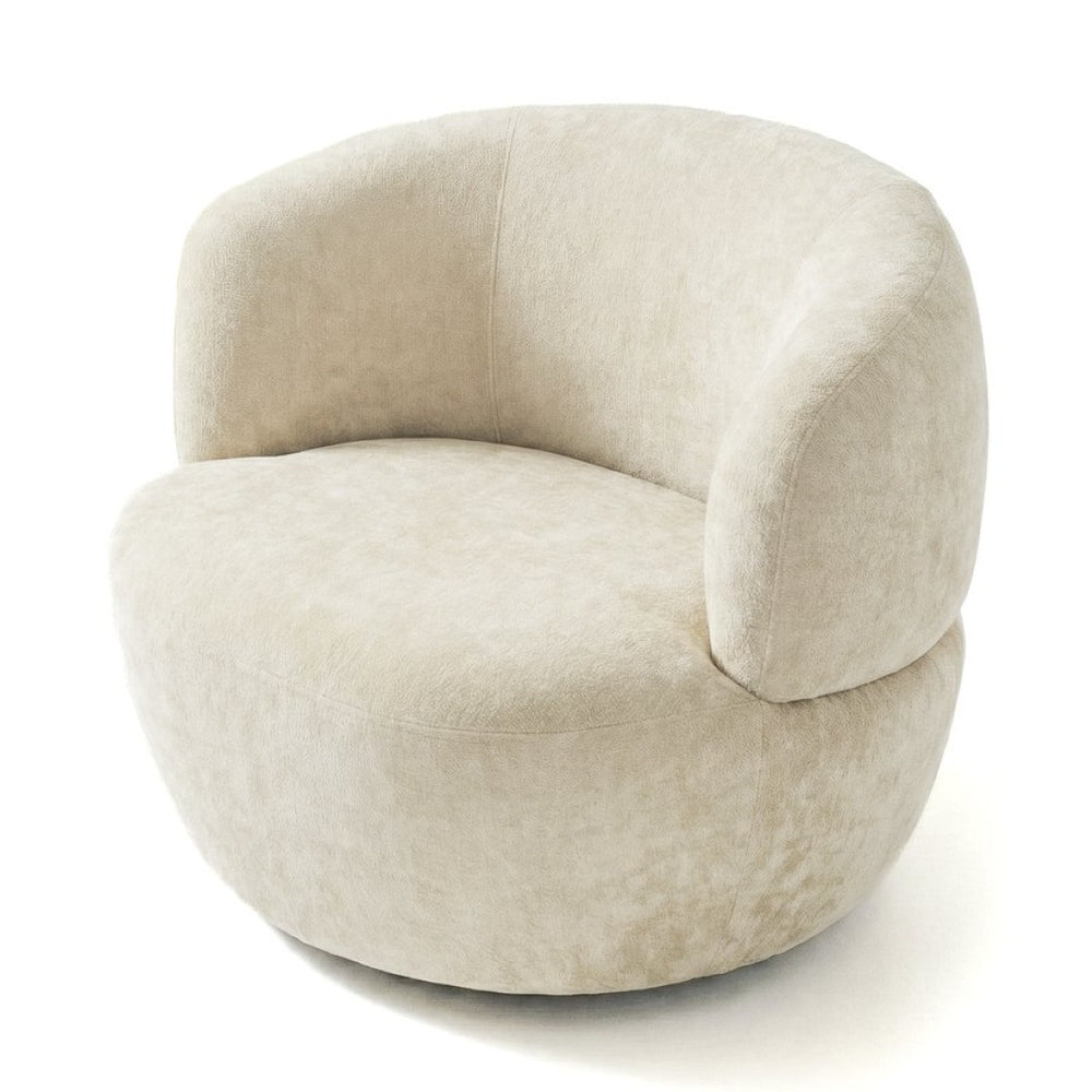 English Elm Thornton Chenille Barrel Swivel Chair Plush Upholstered Accent for Modern Living Spaces Sand B183P493692