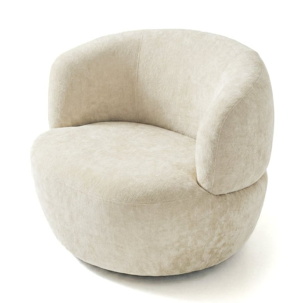English Elm Thornton Chenille Barrel Swivel Chair Plush Upholstered Accent for Modern Living Spaces Sand B183P493692
