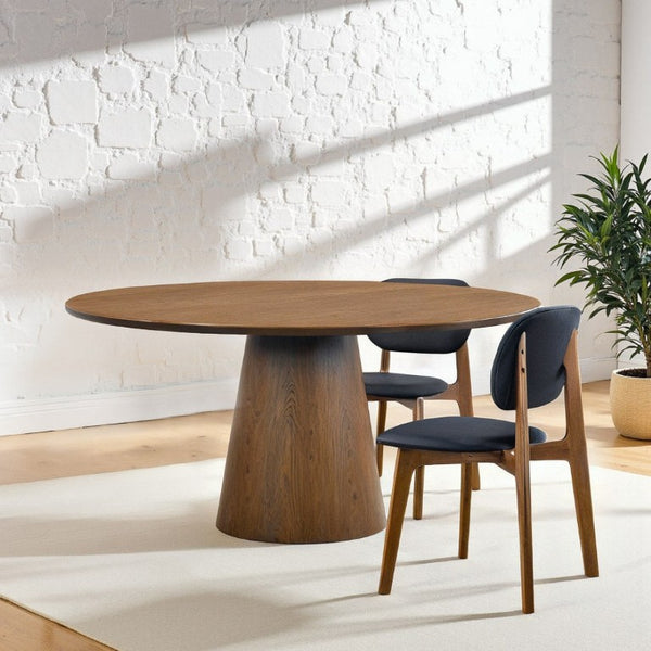 English Elm Palamedes Solid Walnut Round Pedestal Dining Table Seats Five Modern Minimalist B183P554867