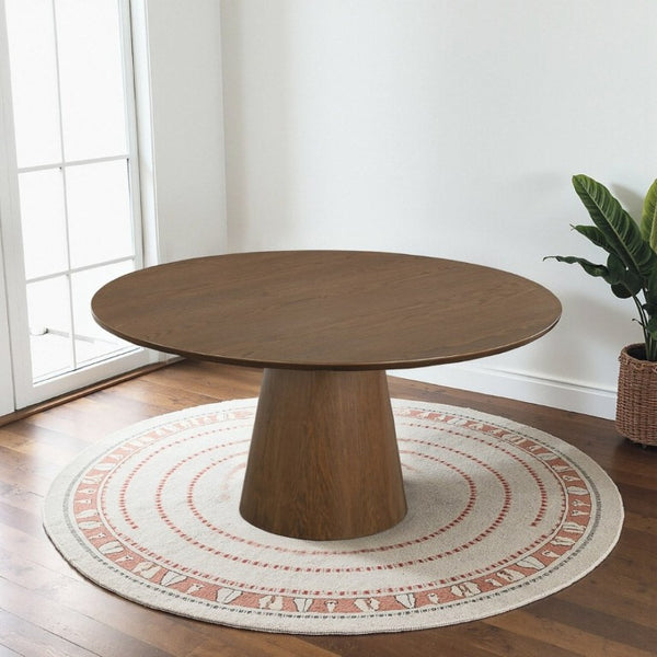 English Elm Palamedes Solid Walnut Round Pedestal Dining Table Seats Five Modern Minimalist B183P554867