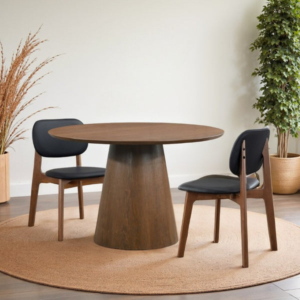 English Elm Palamedes Solid Walnut Round Pedestal Dining Table Seats Five Modern Minimalist B183P554867