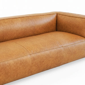 English Elm Colton Full Leather Sofa Mid-Century Modern Low Profile Living Room Seating B183P582310