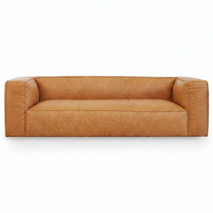 English Elm Colton Full Leather Sofa Mid-Century Modern Low Profile Living Room Seating B183P582310