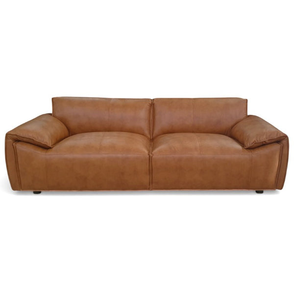 English Elm Laffey Top Grain Leather Sofa with Pillow Arm Modern Minimalist Living Room Seat B183P582312