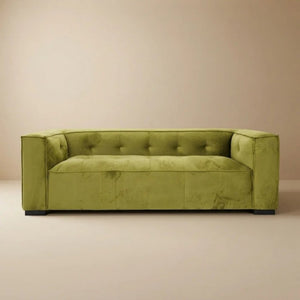 English Elm Johnston Biscuit Tufted Velvet Sofa Structured Square Arms for Modern Living Rooms B183P582313