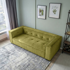 English Elm Johnston Biscuit Tufted Velvet Sofa Structured Square Arms for Modern Living Rooms B183P582313