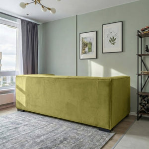 English Elm Johnston Biscuit Tufted Velvet Sofa Structured Square Arms for Modern Living Rooms B183P582313
