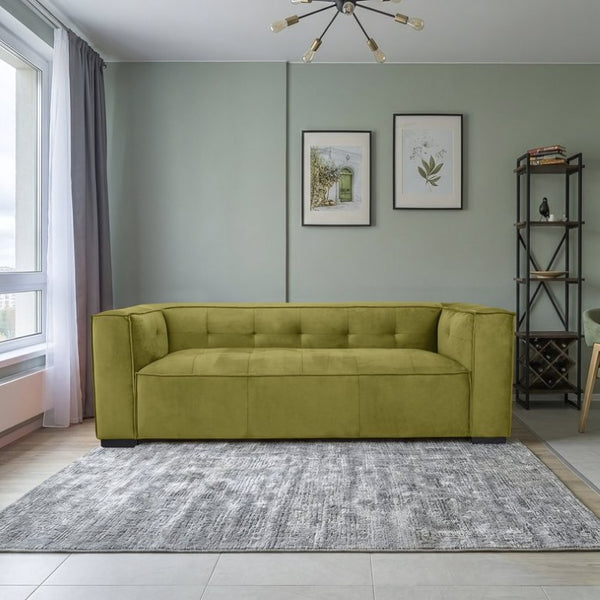English Elm Johnston Biscuit Tufted Velvet Sofa Structured Square Arms for Modern Living Rooms B183P582313