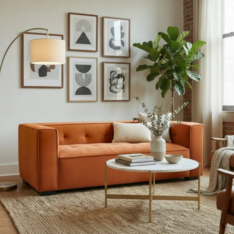 English Elm Johnston Velvet Biscuit Tufted Sofa with Wide Arms for a Bold Living Room B183P582314