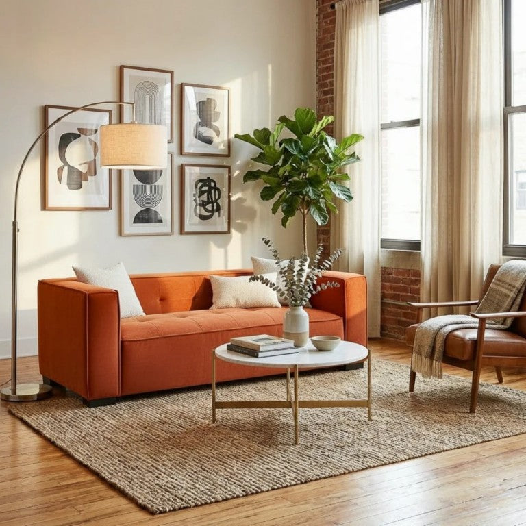 English Elm Johnston Velvet Biscuit Tufted Sofa with Wide Arms for a Bold Living Room B183P582314