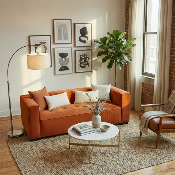 English Elm Johnston Velvet Biscuit Tufted Sofa with Wide Arms for a Bold Living Room B183P582314