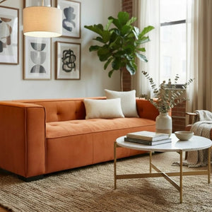 English Elm Johnston Velvet Biscuit Tufted Sofa with Wide Arms for a Bold Living Room B183P582314