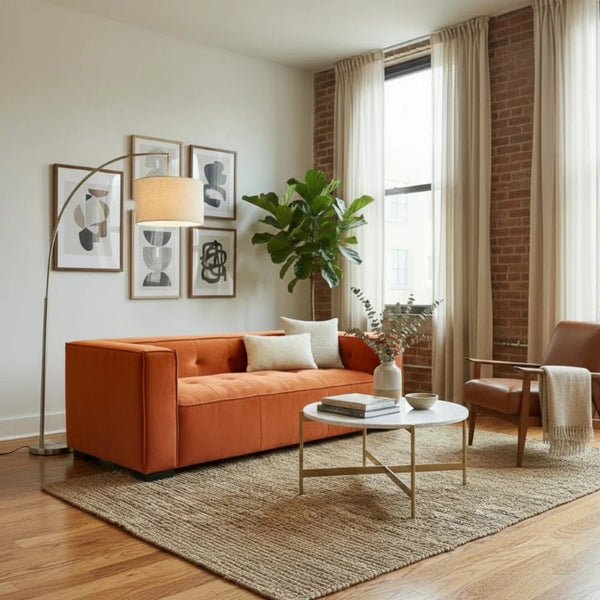 English Elm Johnston Velvet Biscuit Tufted Sofa with Wide Arms for a Bold Living Room B183P582314