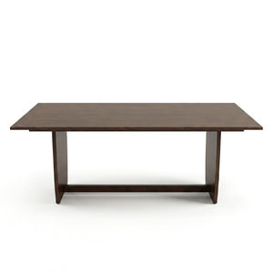 English Elm Preston Solid Wood Rectangular Dining Table with Sculptural Trestle Base Walnut B183P582319