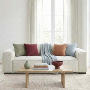 English Elm Woodley Japandi Boucle Sofa Textured Looped Upholstery for Minimalist Living Rooms B183P582320