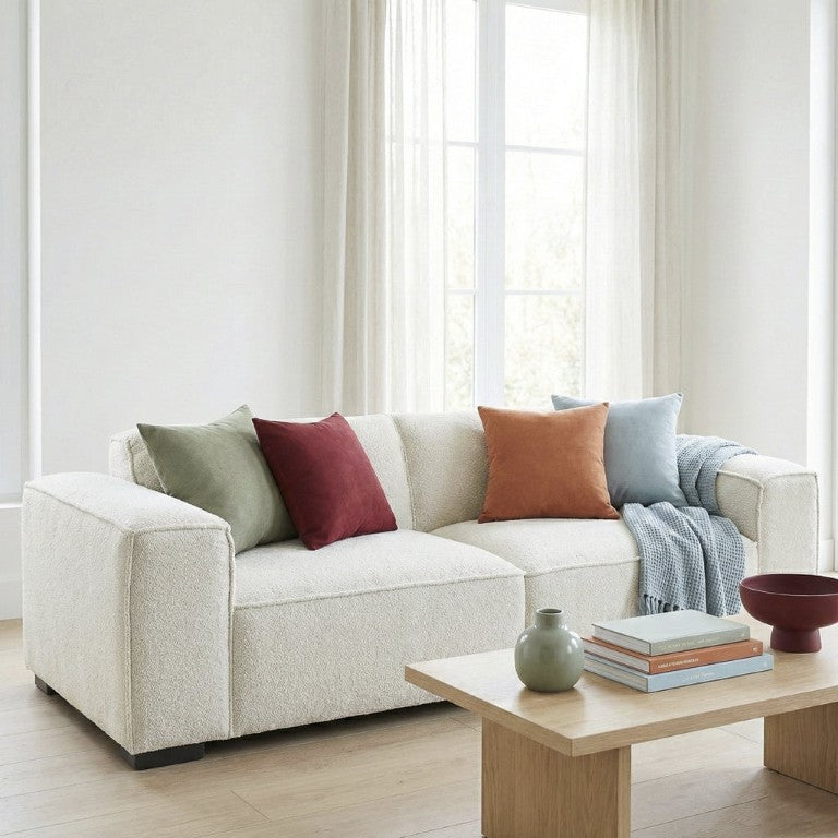 English Elm Woodley Japandi Boucle Sofa Textured Looped Upholstery for Minimalist Living Rooms B183P582320