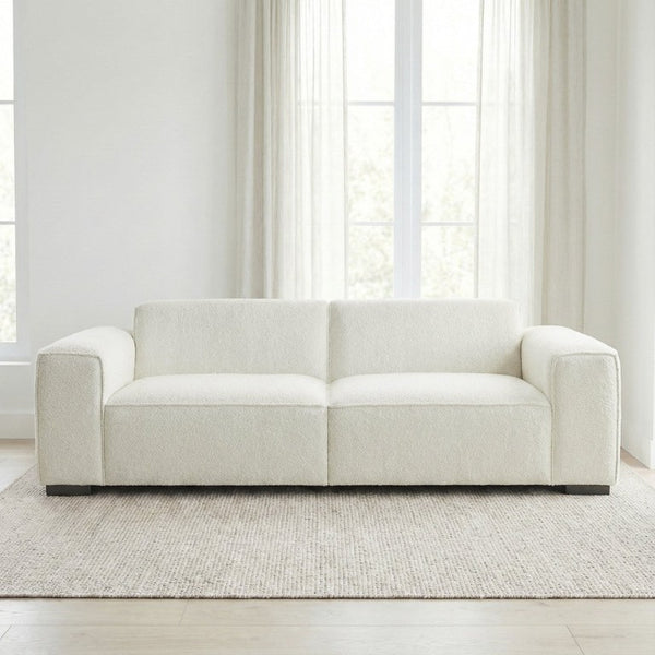 English Elm Woodley Japandi Boucle Sofa Textured Looped Upholstery for Minimalist Living Rooms B183P582320