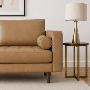 English Elm Catherine Full Grain Leather Loveseat with Solid Wood Frame for Timeless Living Rooms B183P582322