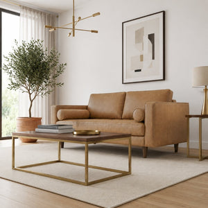 English Elm Catherine Full Grain Leather Loveseat with Solid Wood Frame for Timeless Living Rooms B183P582322