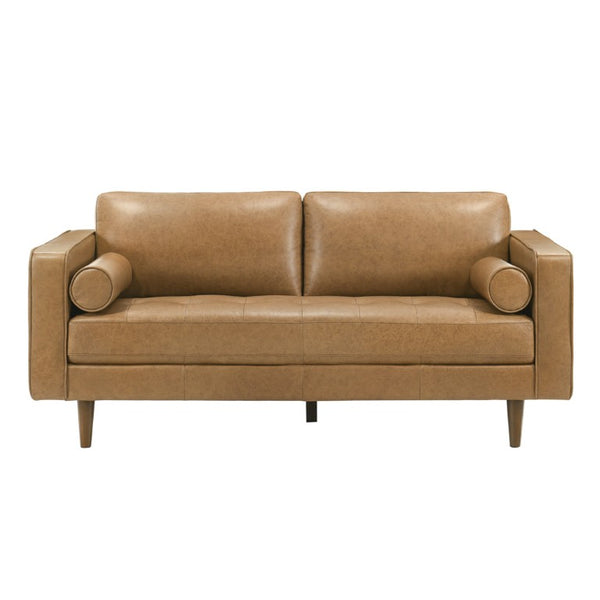 English Elm Catherine Full Grain Leather Loveseat with Solid Wood Frame for Timeless Living Rooms B183P582322