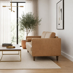 English Elm Catherine Full Grain Leather Loveseat with Solid Wood Frame for Timeless Living Rooms B183P582322