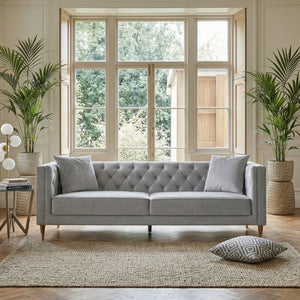 English Elm Chalky Tufted Velvet Sofa with Foam Cushions and Block Legs for Modern Living Rooms B183P582325