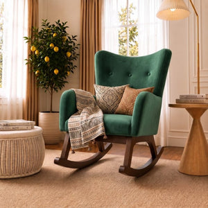 English Elm Alistair Performance Velvet Rocking Chair with Adjustable Headrest for Living Rooms B183P582327