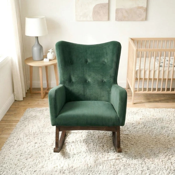 English Elm Alistair Performance Velvet Rocking Chair with Adjustable Headrest for Living Rooms B183P582327