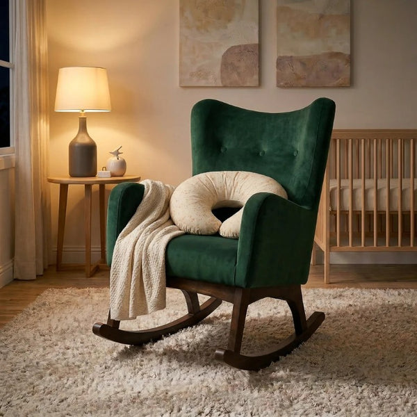 English Elm Alistair Performance Velvet Rocking Chair with Adjustable Headrest for Living Rooms B183P582327