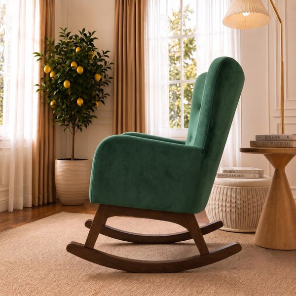 English Elm Alistair Performance Velvet Rocking Chair with Adjustable Headrest for Living Rooms B183P582327