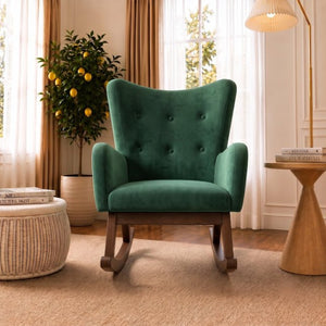 English Elm Alistair Performance Velvet Rocking Chair with Adjustable Headrest for Living Rooms B183P582327