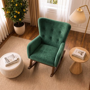 English Elm Alistair Performance Velvet Rocking Chair with Adjustable Headrest for Living Rooms B183P582327