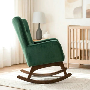 English Elm Alistair Performance Velvet Rocking Chair with Adjustable Headrest for Living Rooms B183P582327