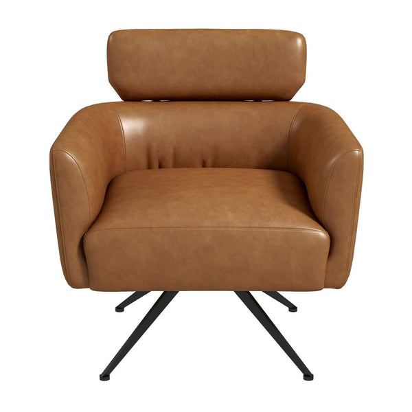 English Elm Camila Genuine Leather Accent Chair with Walnut Legs Mid-century Modern Living Room B183S00013