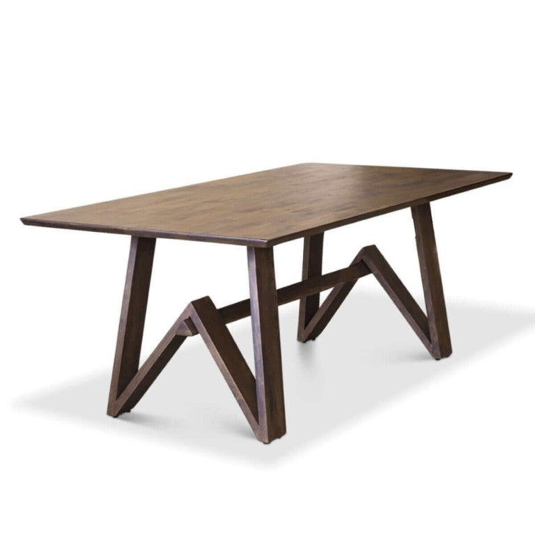 English Elm Trimont Solid Wood Trestle Dining Table Mid-Century Walnut Finish Seats Six B183S00078