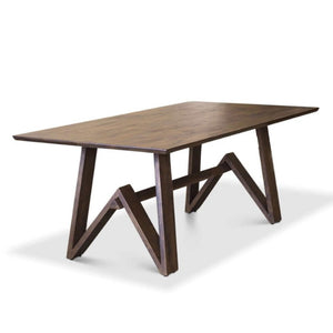 English Elm Trimont Solid Wood Trestle Dining Table Mid-Century Walnut Finish Seats Six B183S00078