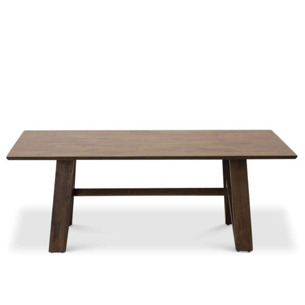English Elm Trimont Solid Wood Trestle Dining Table Mid-Century Walnut Finish Seats Six B183S00078