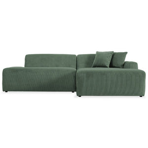 English Elm Mar Right Facing L Shaped Sectional Sofa in Textured Green Corduroy Mid Century Style B183S00098