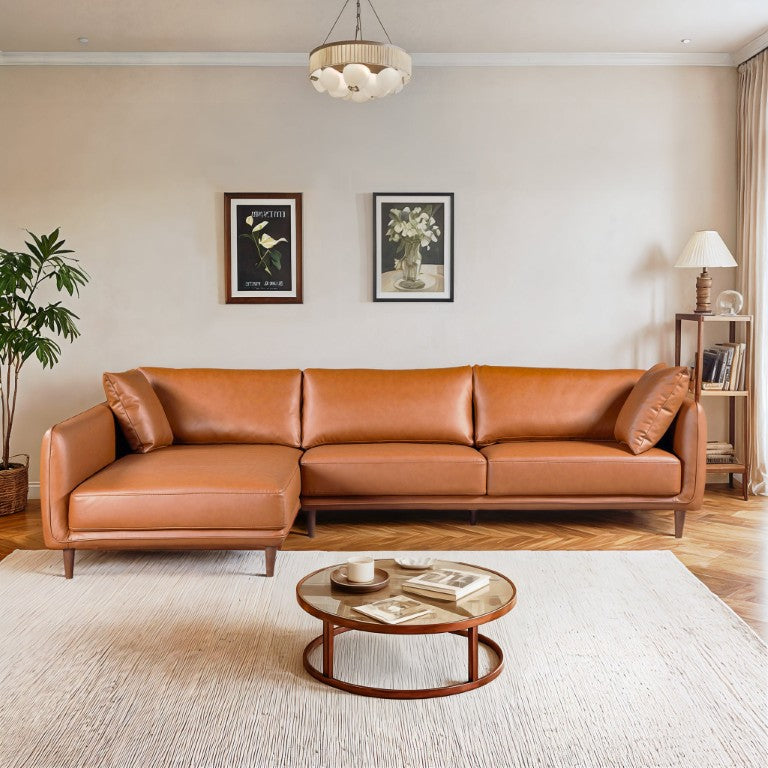 English Elm Cairo Left Facing Sectional Sofa Vegan Leather Mid-Century Modern Living Room B183S00128