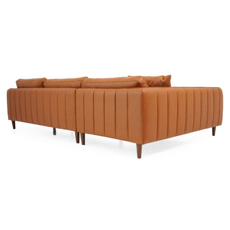 English Elm Cairo Left Facing Sectional Sofa Vegan Leather Mid-Century Modern Living Room B183S00128