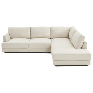 English Elm Glander Cream Linen Sectional Sofa with Chaise for Spacious Living Rooms B183S00154