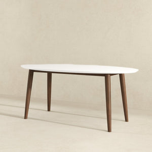 English Elm Ada Mid-century Oval Solid Wood Dining Table Set Seats 4 with Tapered Legs B183S00176