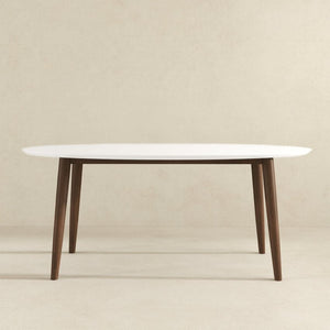English Elm Ada Mid-century Oval Solid Wood Dining Table Set Seats 4 with Tapered Legs B183S00176