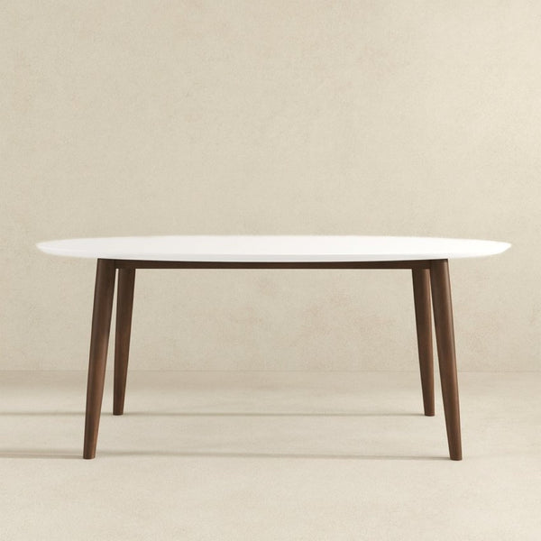 English Elm Ada Mid-century Oval Solid Wood Dining Table Set Seats 4 with Tapered Legs B183S00176