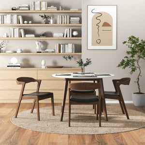 English Elm Alina Mid-century Dining Set Solid Wood Table with Four Walnut Side Chairs B183S00178
