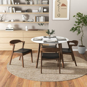 English Elm Alina Mid-century Dining Set Solid Wood Table with Four Walnut Side Chairs B183S00178