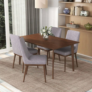 English Elm Carlos Solid Wood Mid-century Dining Set with Tapered Legs Seats Four B183S00184