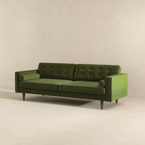 English Elm Casey Channel Tufted Velvet Sofa Mid Century Living Room Seating with Tapered Legs B183S00201