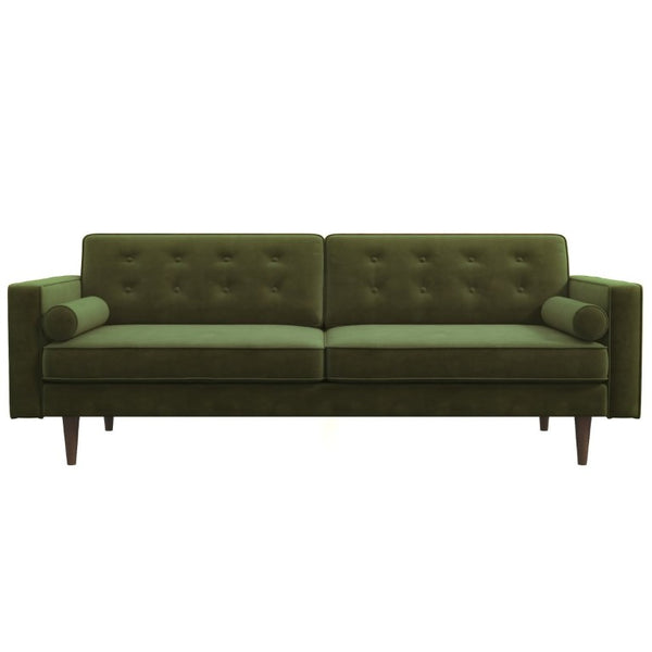 English Elm Casey Channel Tufted Velvet Sofa Mid Century Living Room Seating with Tapered Legs B183S00201