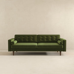 English Elm Casey Channel Tufted Velvet Sofa Mid Century Living Room Seating with Tapered Legs B183S00201